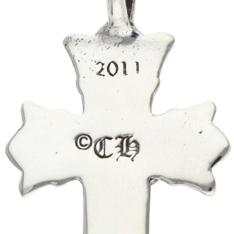 Chrome Hearts Dbl CH Crs Double CH Cross Charm Silver Necklace Top — view 3