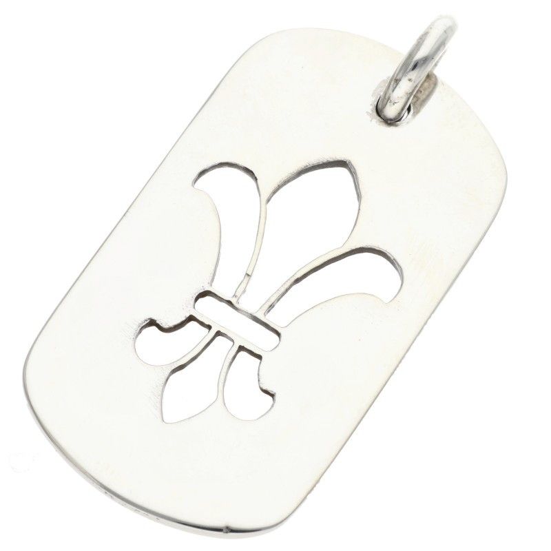 Chrome Hearts D Tag Lrg BS Fluer BS Flag Dog Tag Silver Necklace Top