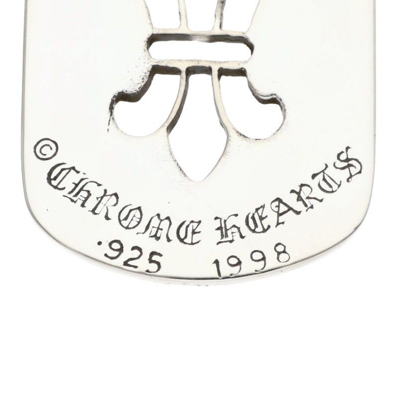 Chrome Hearts D Tag Lrg BS Fluer BS Flag Dog Tag Silver Necklace Top — view 3