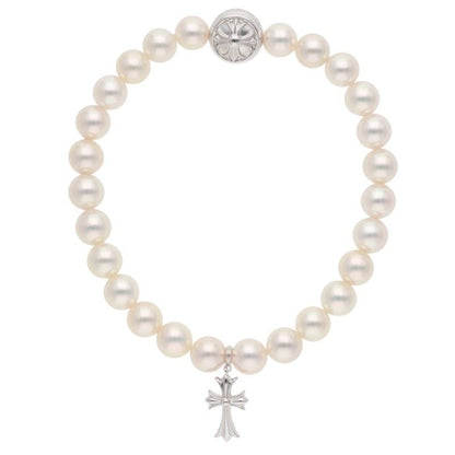 Chrome Hearts Pearl Baby Fat Charm White Gold Bracelet