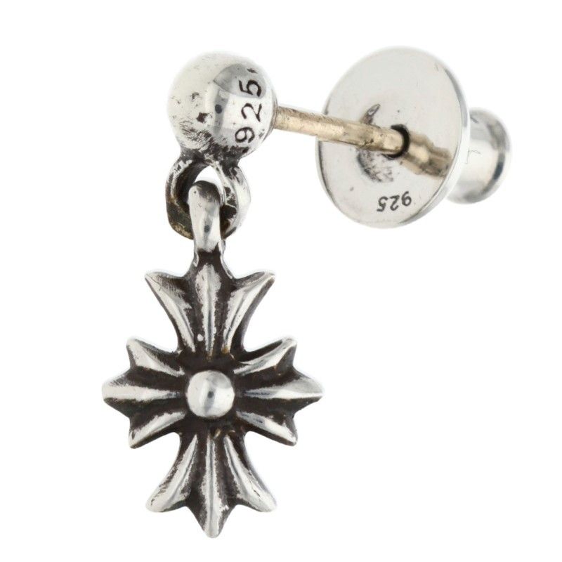 Chrome Hearts Tny CH Pls 1 Tiny Ech Plus Drop Silver Earrings