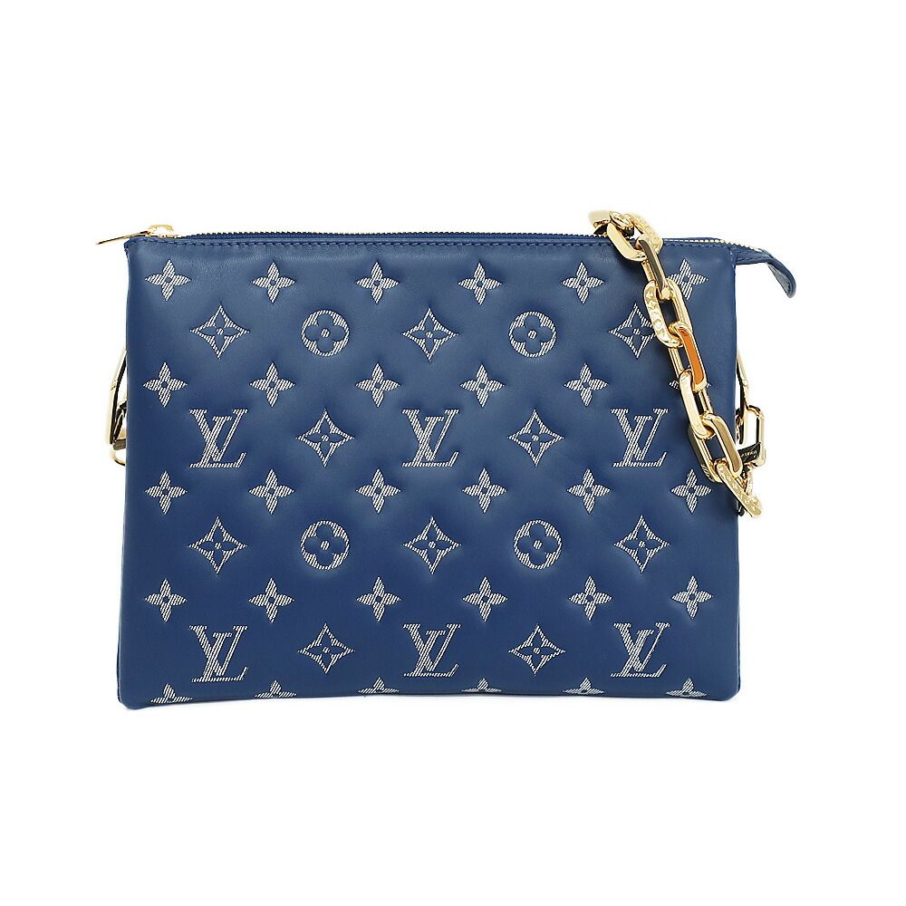 Louis Vuitton Ten Cousin PM Shoulder Bag Monogram Navy Gold Leather Denim
