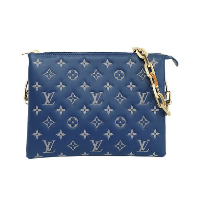 Louis Vuitton Ten Cousin PM Shoulder Bag Monogram Navy Gold Leather Denim