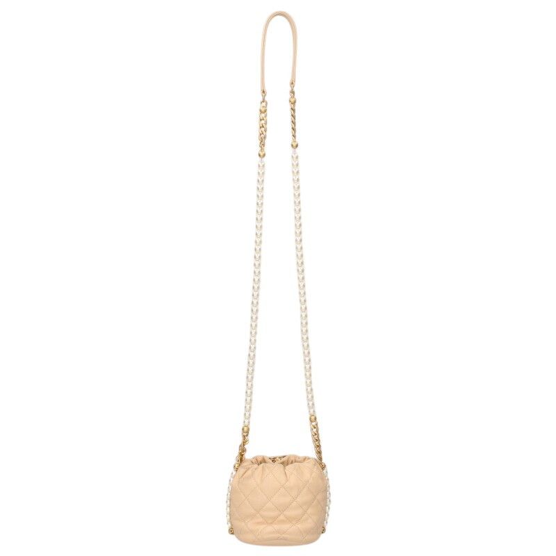 Chanel Quilted CC Logo Charm Lambskin Pearl Chain Shoulder Bag — view 2
