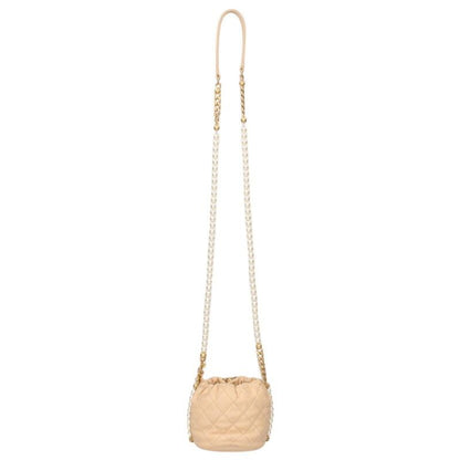 Chanel Quilted CC Logo Charm Lambskin Pearl Chain Shoulder Bag — view 2