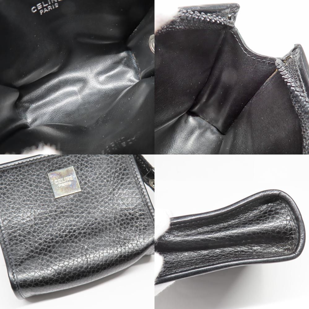 Celine Zipper Coin Case Black Vintage Leather Silver Purse — view 8