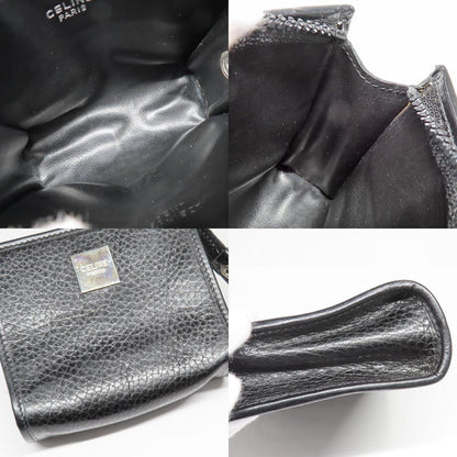 Celine Zipper Coin Case Black Vintage Leather Silver Purse — view 8