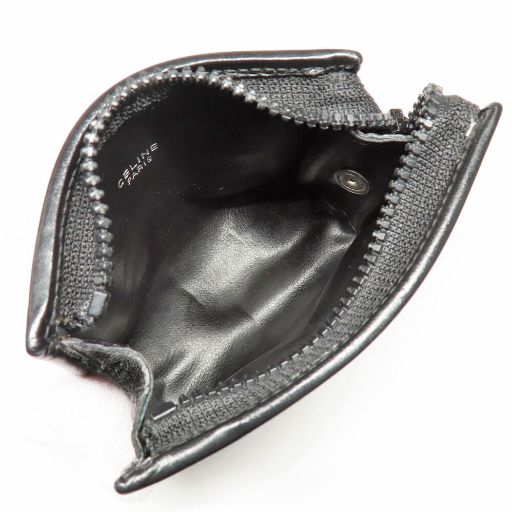 Celine Zipper Coin Case Black Vintage Leather Silver Purse — view 5