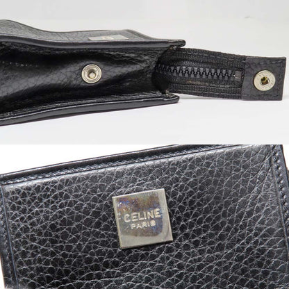Celine Zipper Coin Case Black Vintage Leather Silver Purse — view 7