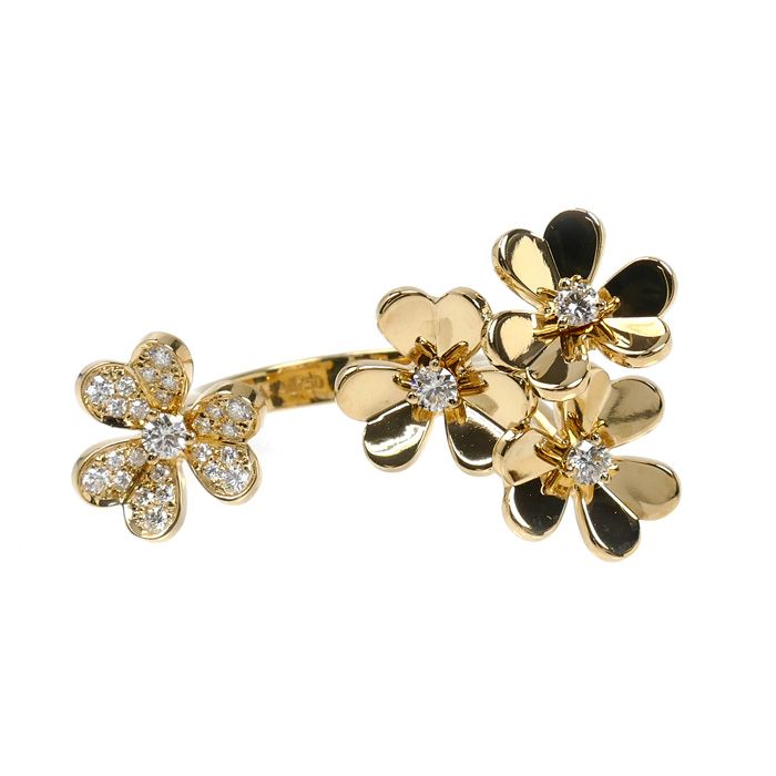 Van Cleef & Arpels 18k Yellow Gold Frivole Entree Door Ring Diamond — view 3