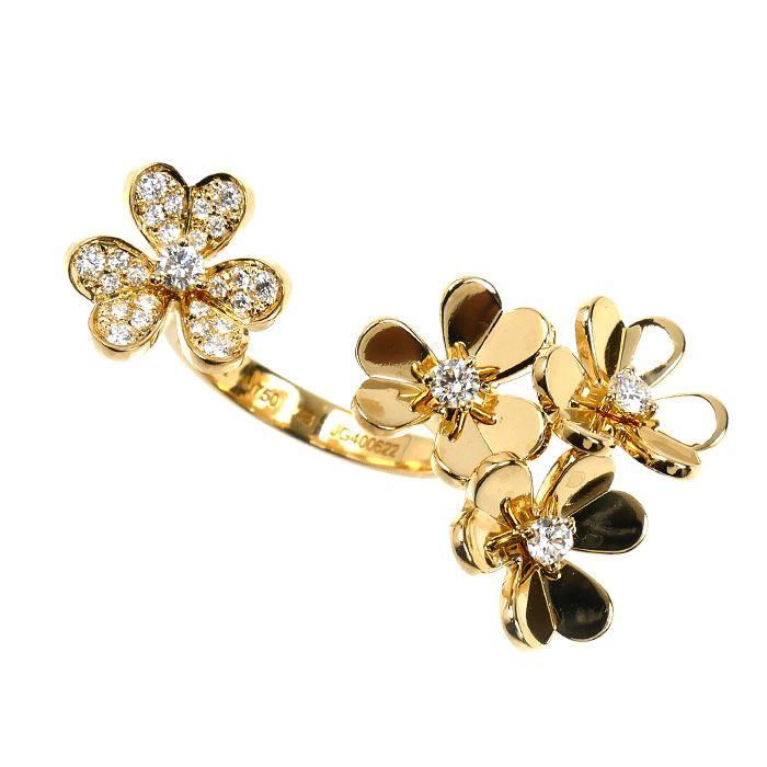 Van Cleef & Arpels 18k Yellow Gold Frivole Entree Door Ring Diamond
