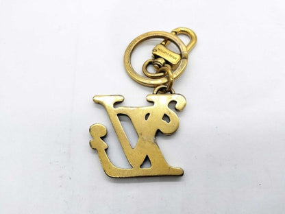 Louis Vuitton Key Holder Porte Cles Square LV Gold Metal Bag Charm Logo — view 4