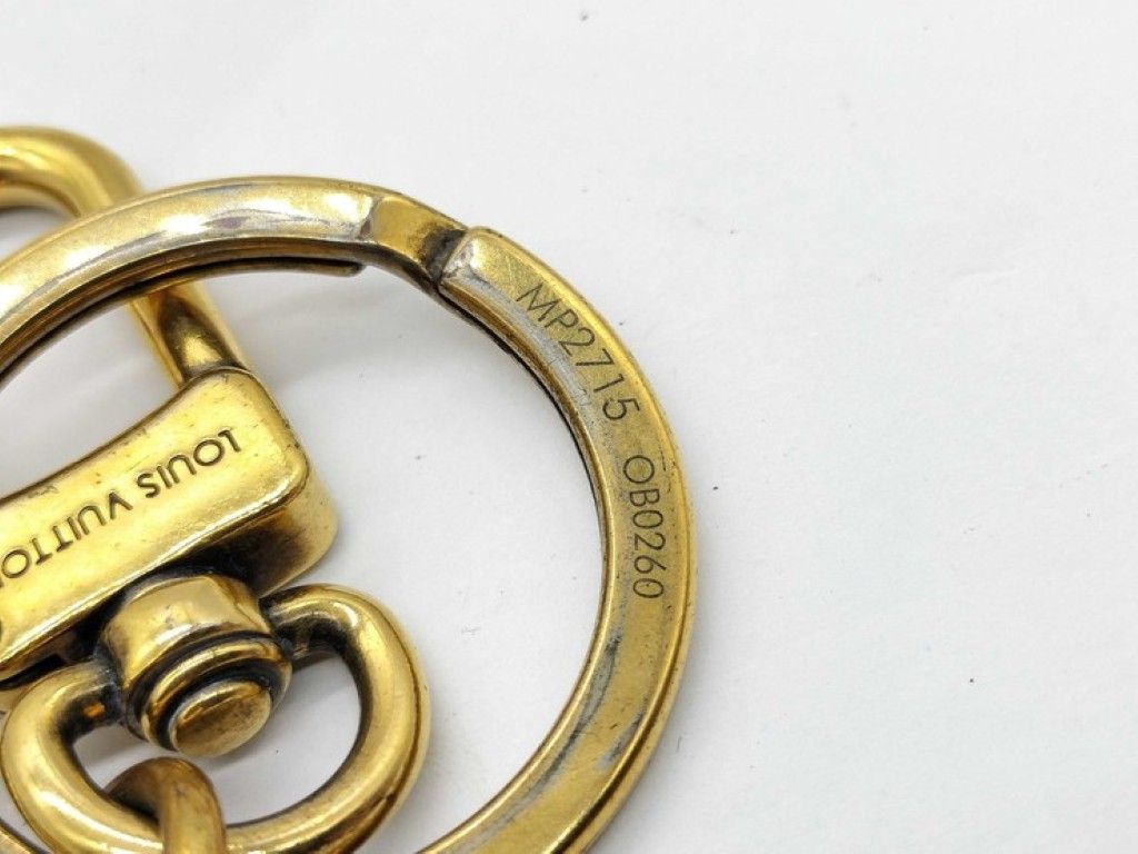 Louis Vuitton Key Holder Porte Cles Square LV Gold Metal Bag Charm Logo — view 6