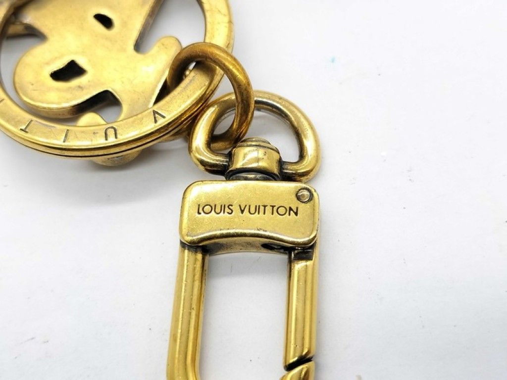 Louis Vuitton Key Holder Porte Cles Square LV Gold Metal Bag Charm Logo — view 7