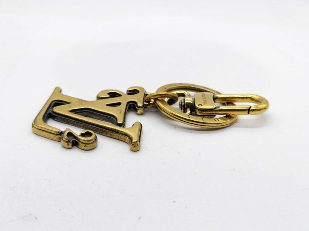 Louis Vuitton Key Holder Porte Cles Square LV Gold Metal Bag Charm Logo — view 2