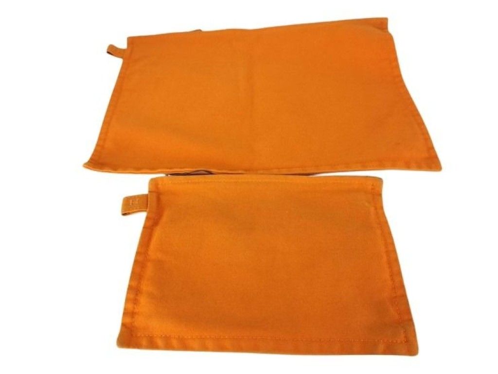 Hermes Pouch Bora Orange Canvas