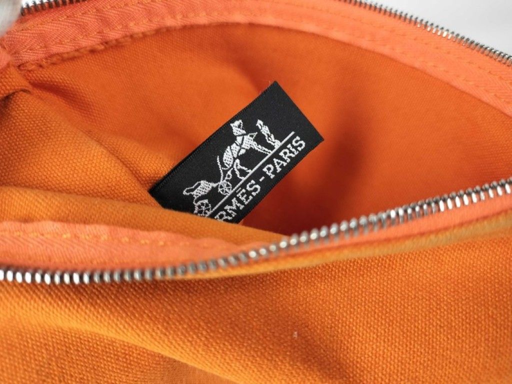 Hermes Pouch Bora Orange Canvas — view 5