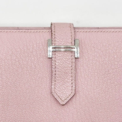 Hermes Wallet Bearn Souffle Rose Sakura Chevre Bifold Silver — view 5