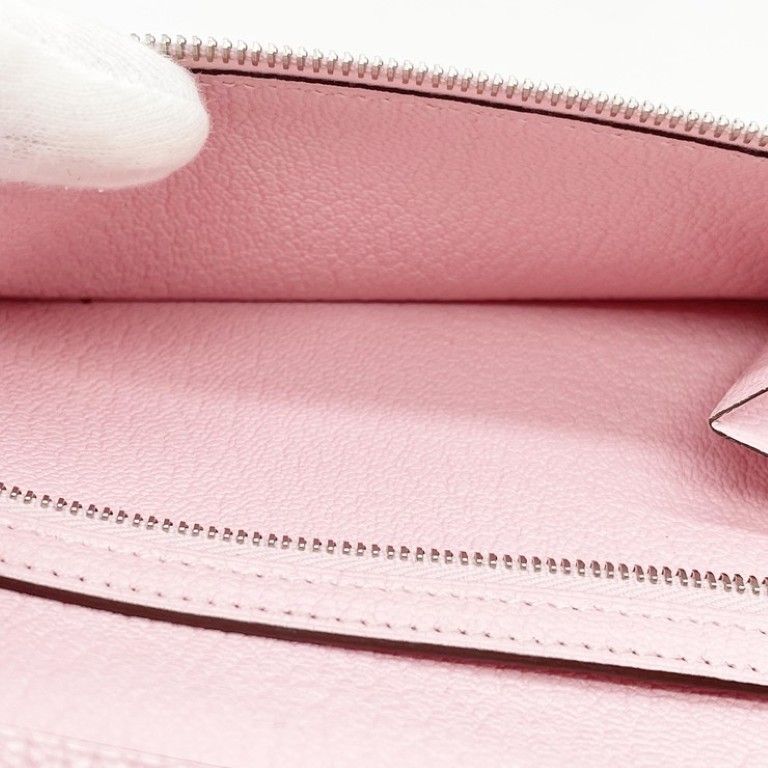 Hermes Wallet Bearn Souffle Rose Sakura Chevre Bifold Silver — view 9