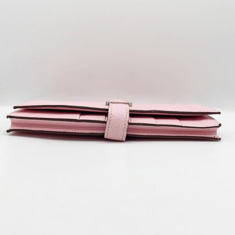 Hermes Wallet Bearn Souffle Rose Sakura Chevre Bifold Silver — view 3