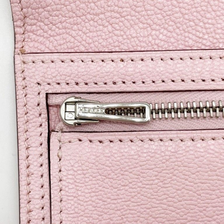 Hermes Wallet Bearn Souffle Rose Sakura Chevre Bifold Silver — view 8