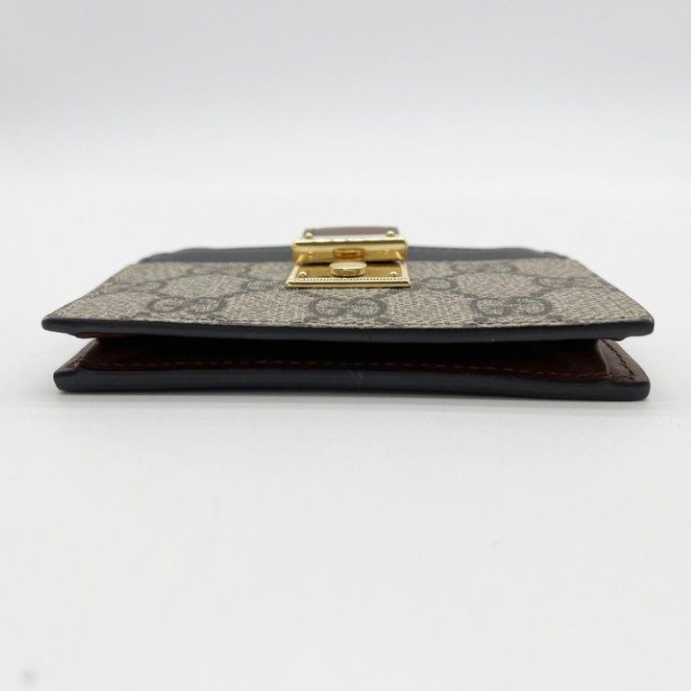 Gucci Coin Card Case GG Supreme Beige Brown Black Leather Gold — view 3