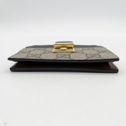 Gucci Coin Card Case GG Supreme Beige Brown Black Leather Gold — view 3