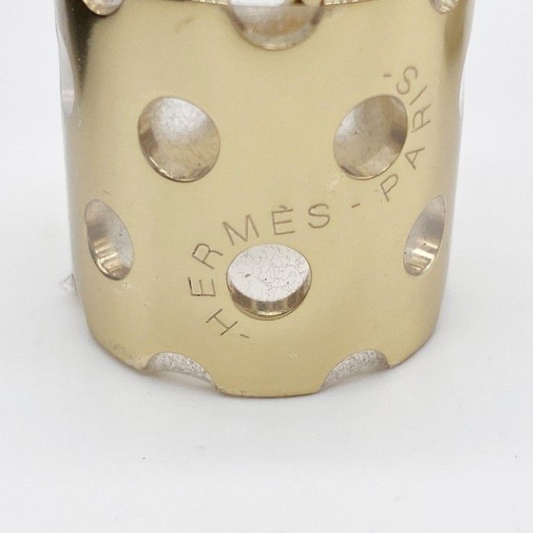 Hermes Scarf Ring Gold Metal Perforated — view 3