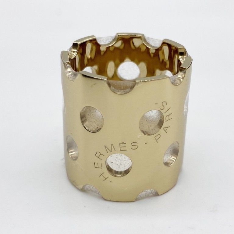 Hermes Scarf Ring Gold Metal Perforated — view 2