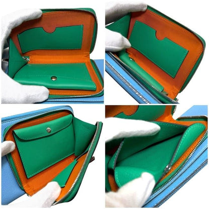 Hermes Shoulder Wallet Nouveau to Go Light Blue Green — view 6