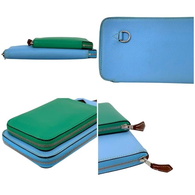 Hermes Shoulder Wallet Nouveau to Go Light Blue Green — view 4