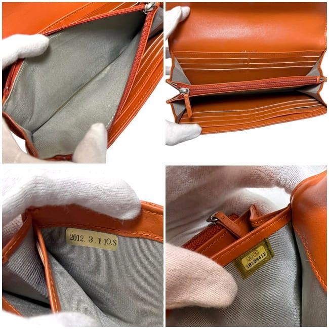 Chanel Bifold Wallet Orange Bicolor CC Logo Leather — view 4