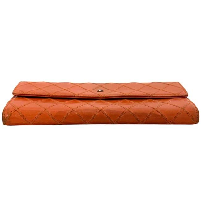 Chanel Bifold Wallet Orange Bicolor CC Logo Leather — view 5