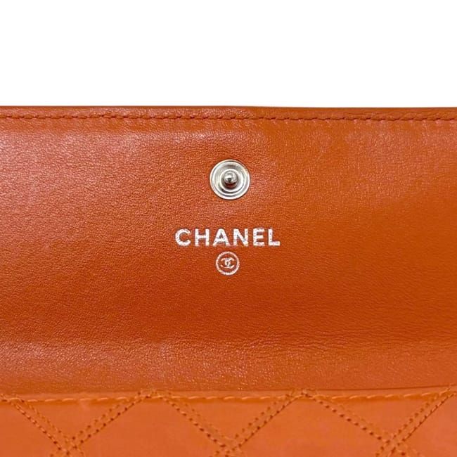 Chanel Bifold Wallet Orange Bicolor CC Logo Leather — view 3