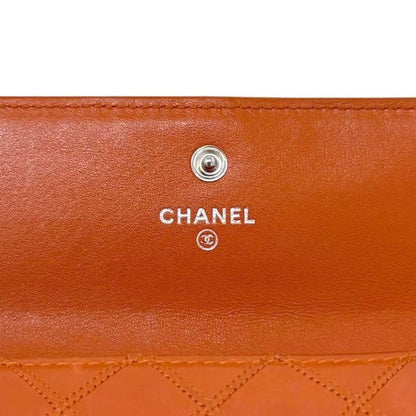 Chanel Bifold Wallet Orange Bicolor CC Logo Leather — view 3