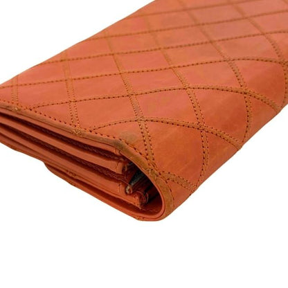 Chanel Bifold Wallet Orange Bicolor CC Logo Leather — view 7