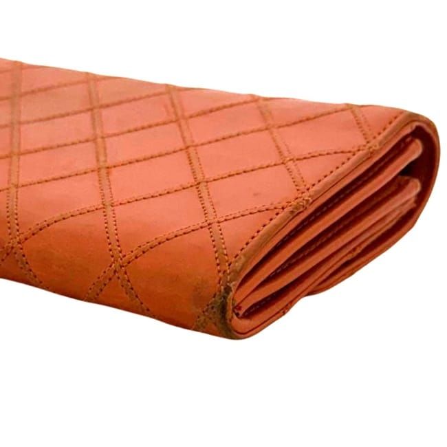 Chanel Bifold Wallet Orange Bicolor CC Logo Leather — view 6