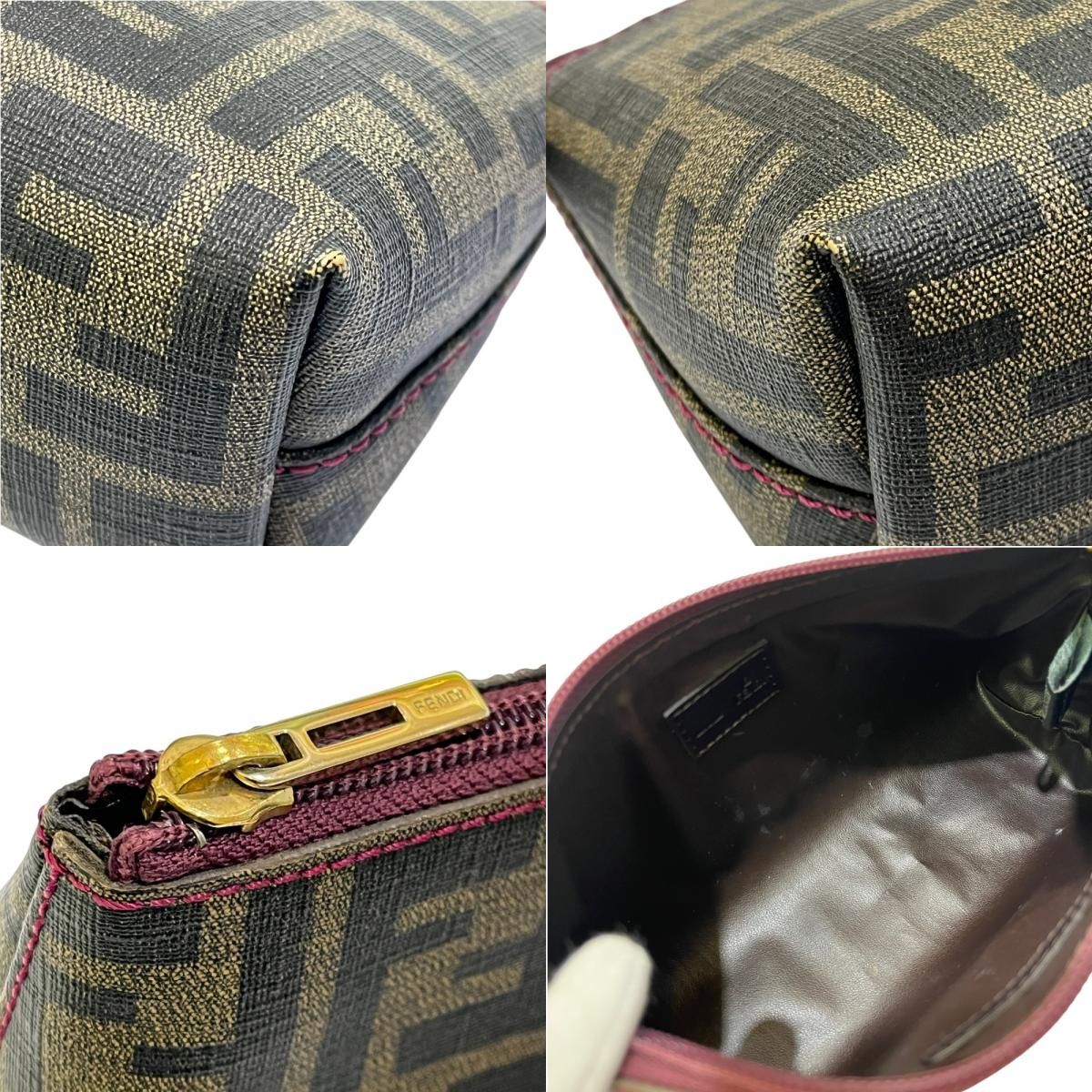 Fendi Makeup Pouch Zucca Logo Ladybug Brown — view 8