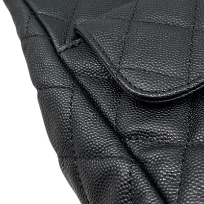 Chanel Shoulder Bag Hobo Quilted Caviar Leather CC Logo Black Gold — view 8