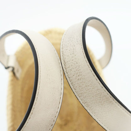 Loewe Ten Basket Bag Small Bag Natural White Logo Raffia Leather Handbag Bag — view 6