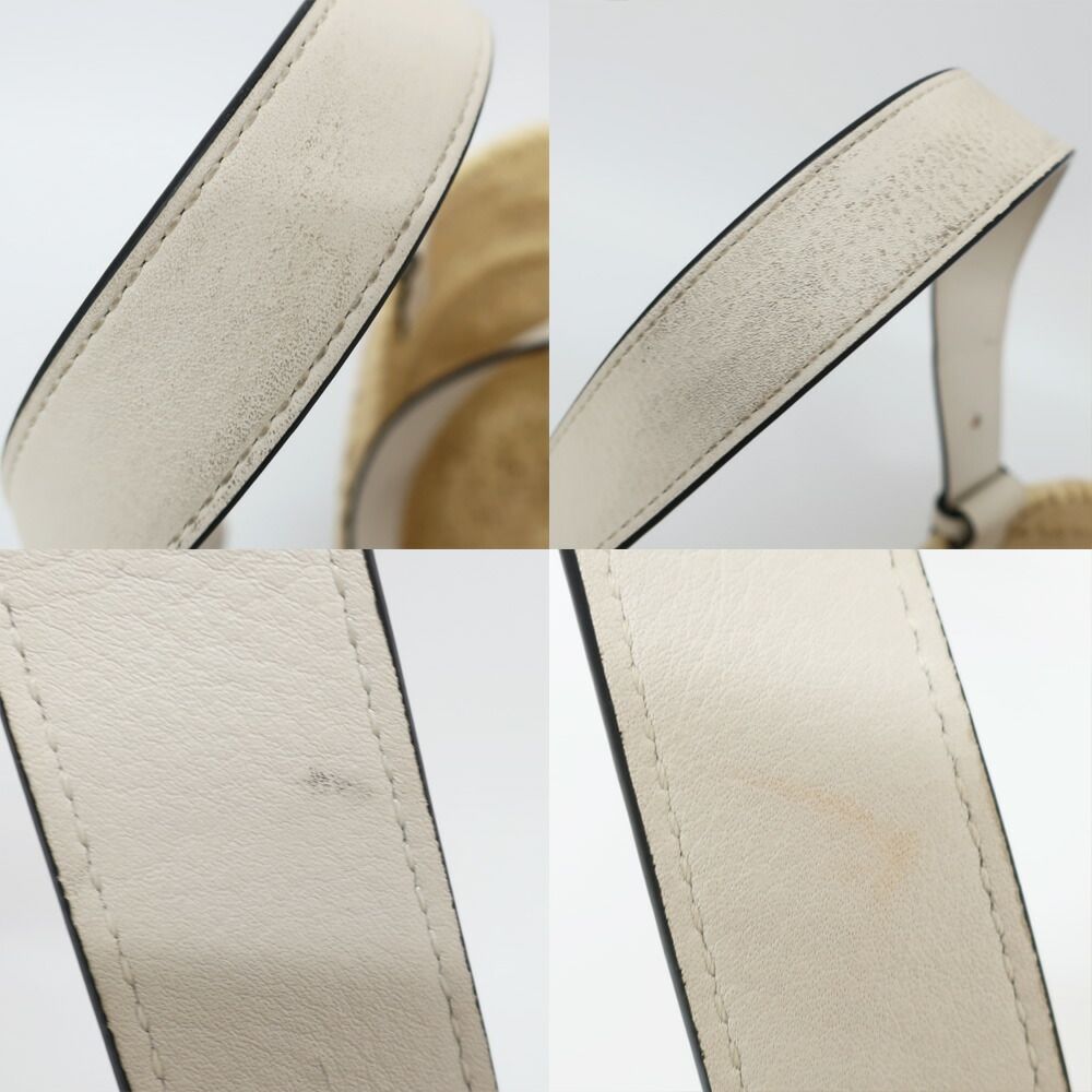 Loewe Ten Basket Bag Small Bag Natural White Logo Raffia Leather Handbag Bag — view 7