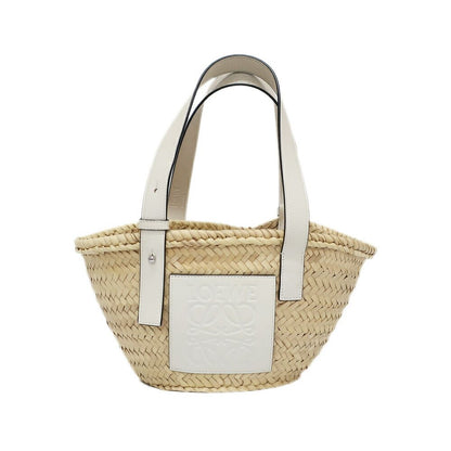 Loewe Ten Basket Bag Small Bag Natural White Logo Raffia Leather Handbag Bag