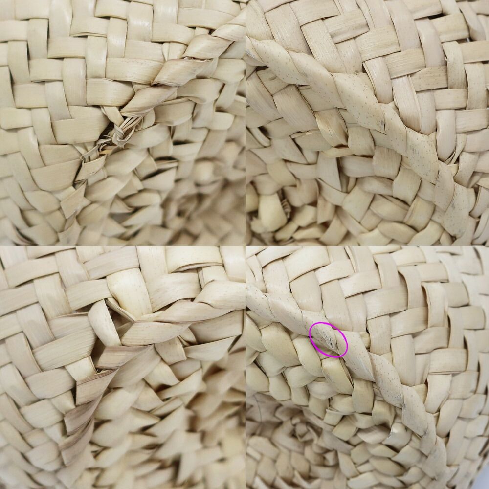 Loewe Ten Basket Bag Small Bag Natural White Logo Raffia Leather Handbag Bag — view 4