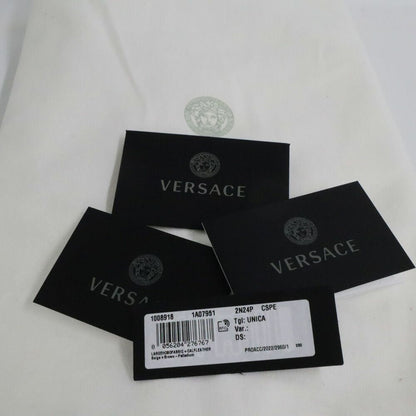 Versace Large Hobo Logo All Over Pattern Beige Brown Travel Bag — view 8