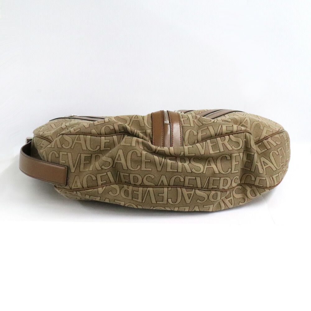 Versace Large Hobo Logo All Over Pattern Beige Brown Travel Bag — view 3