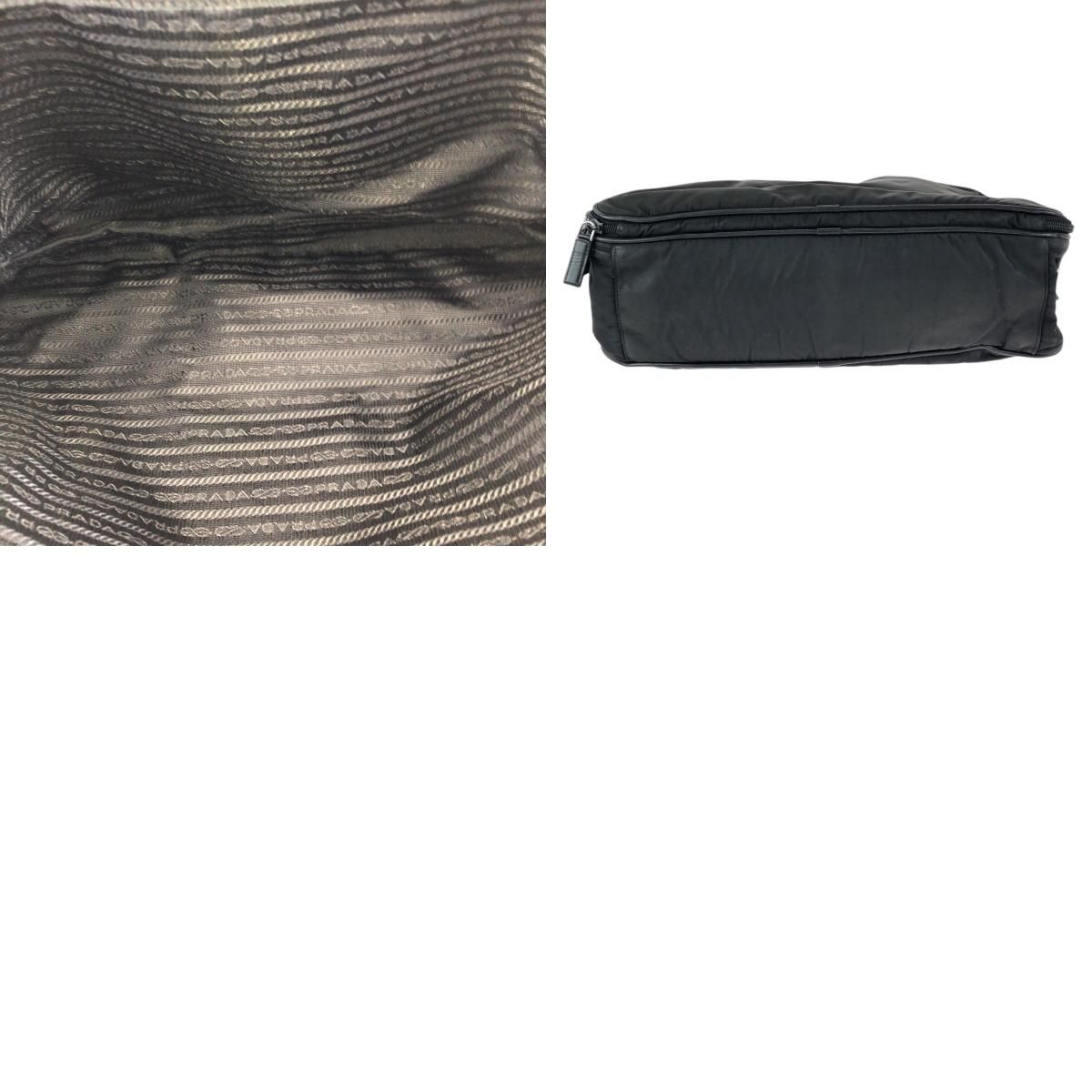 Prada Tessuto Saffiano Black Silver Nylon Leather Business Briefcase — view 9