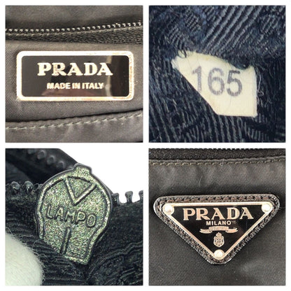 Prada Tessuto Saffiano Black Silver Nylon Leather Business Briefcase — view 4