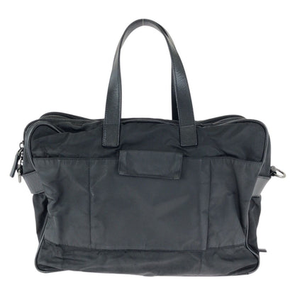 Prada Tessuto Saffiano Black Silver Nylon Leather Business Briefcase — view 2