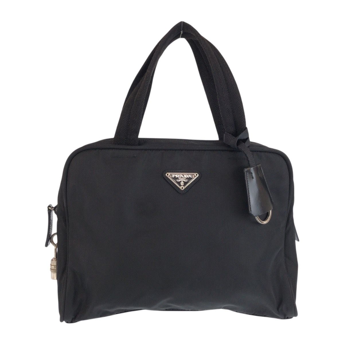 Prada Tessuto Black Silver Nylon Leather Tote