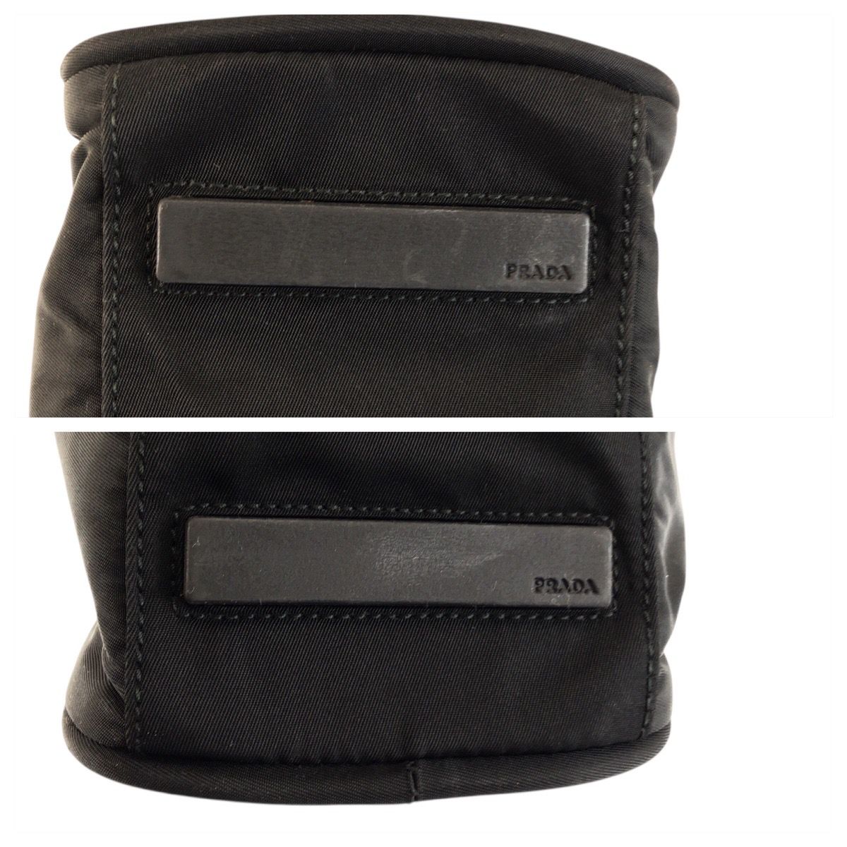 Prada Tessuto Black Silver Nylon Leather Tote — view 5